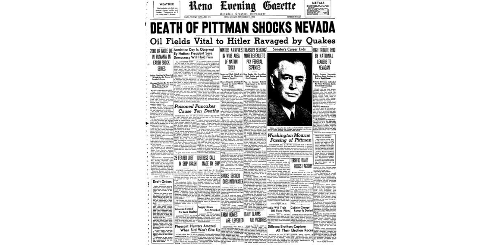 Local Newspaper reporting Pittmans death