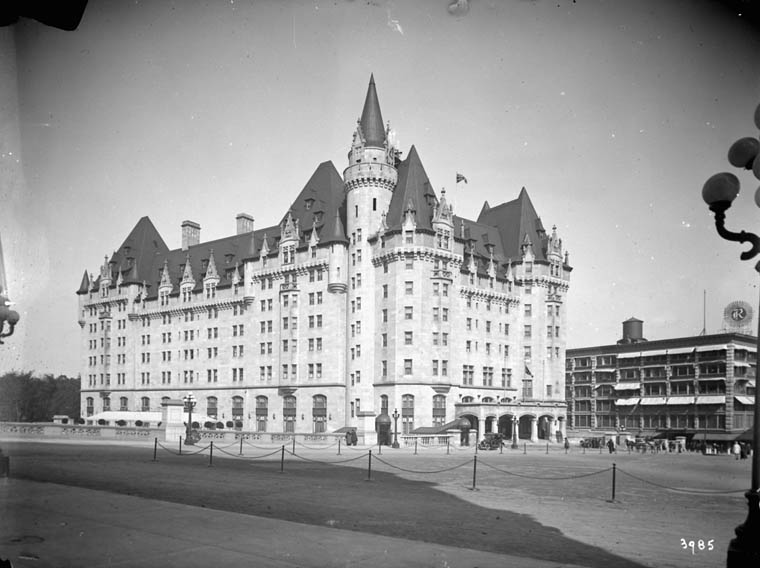 Historical Image of Exterior Circa 1916, Fairmont Château Laurier, Ottawa, Canada.