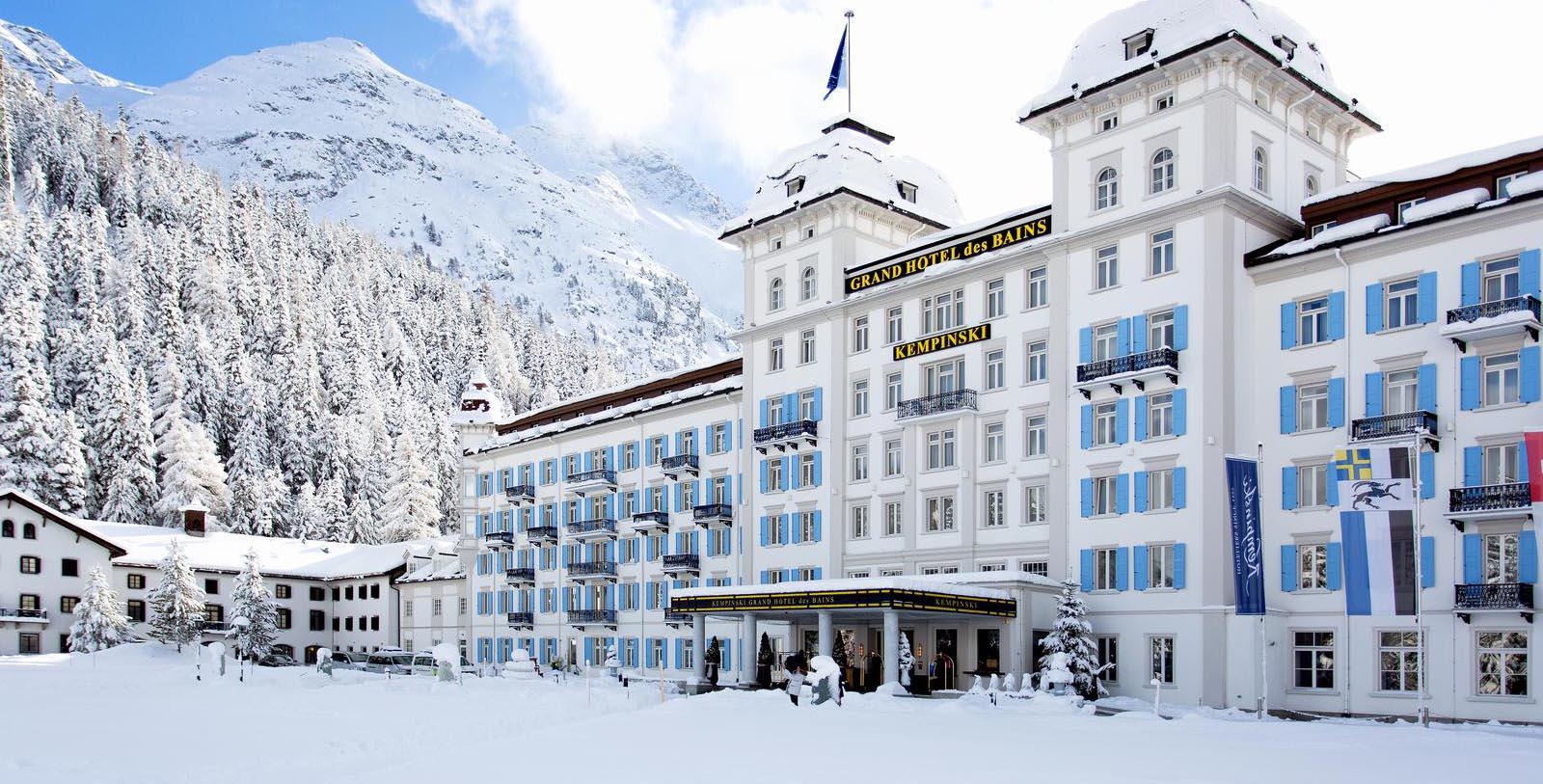 Image of Hotel Exterior Kempinski Grand Hotel des Bains St. Moritz, 1864, Member of Historic Hotels Worldwide, in St. Moritz, Switzerland, Overview Video